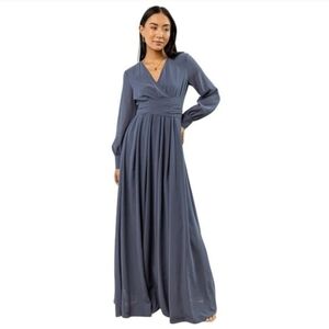 Bohme Veronica Slate Blue Long Sleeve Maxi Dress